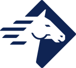 logo of paladin security horse in blue